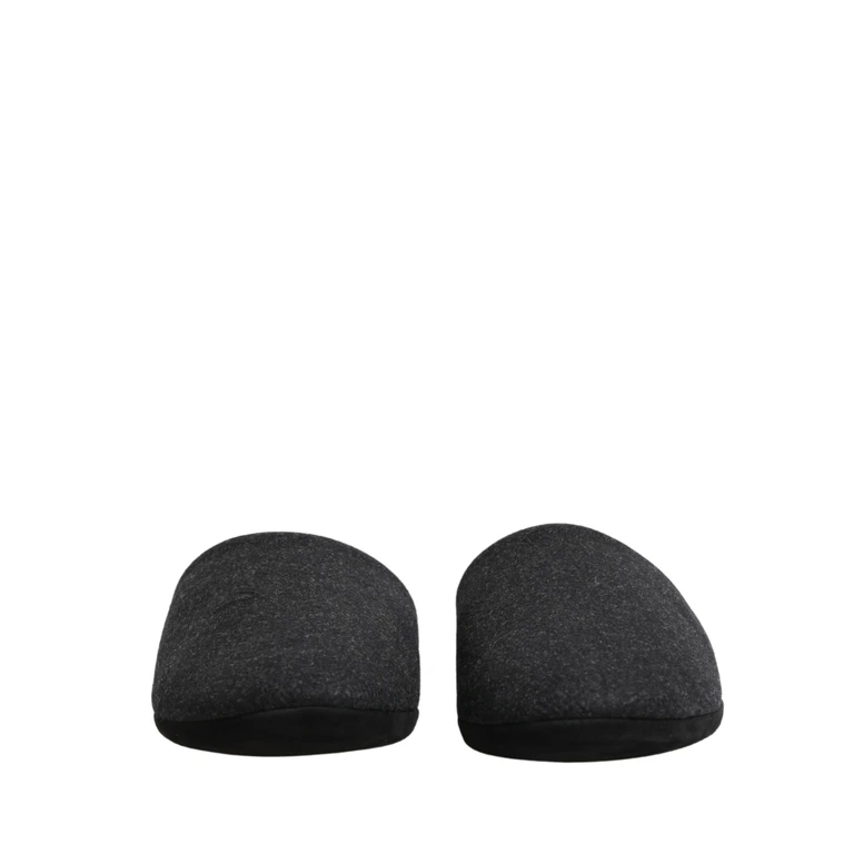 Dolce & Gabbana Anthracite Wool Cashmere Quilted Slippers Shoes Dark Gray Flats - Men