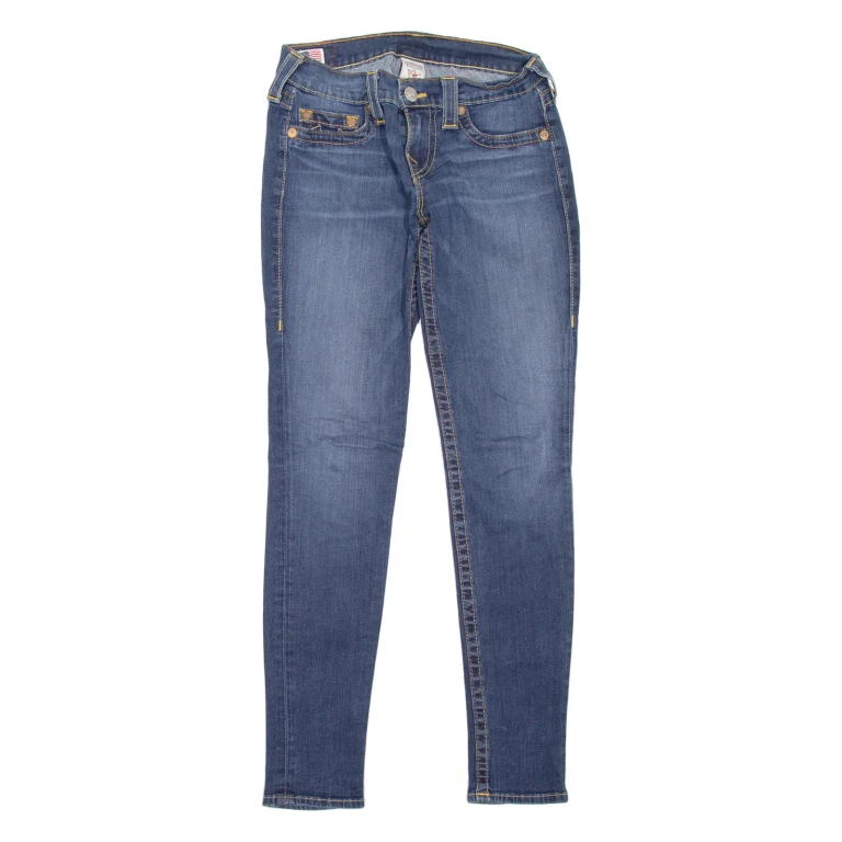 TRUE RELIGION Casey Womens Jeans Blue Slim Skinny Stone Wash W27 L29
