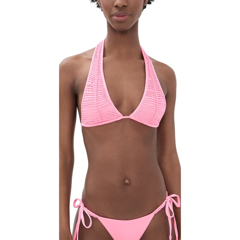 PQ Swim PQ Swim x ALICE + OLIVIA Macrame Halter Bikini Top Vivid Pink M
