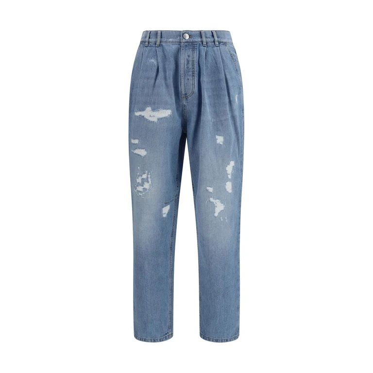 Brunello Cucinelli Blue Cotton Straight-Leg Jeans Clothing - Men
