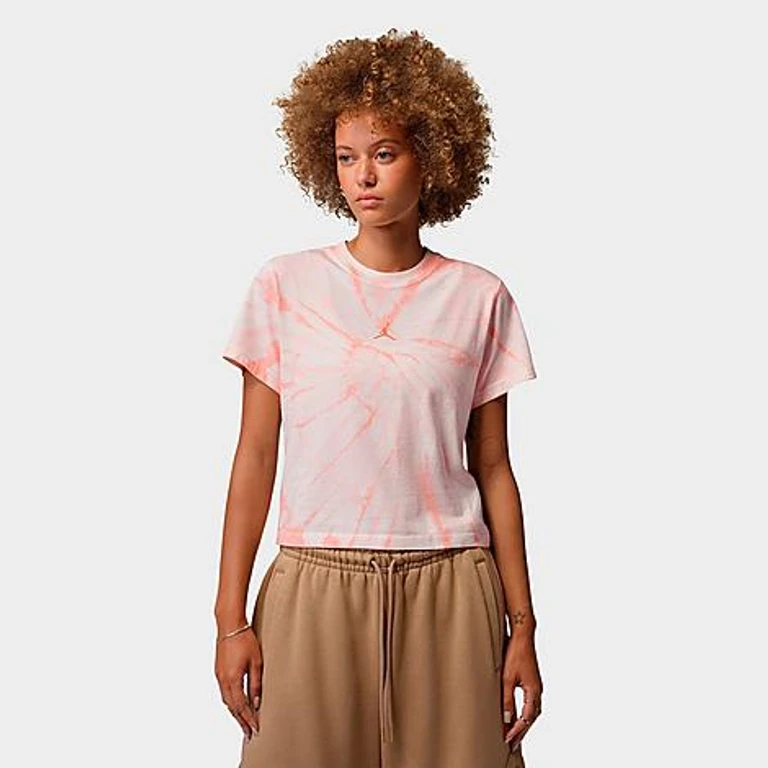 Nike Women's Jordan Brooklyn All-over Print Graphic T-Shirt in Sail/Cone Size: XS