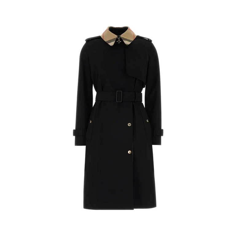 Burberry Black Cotton Trench Coat - Women