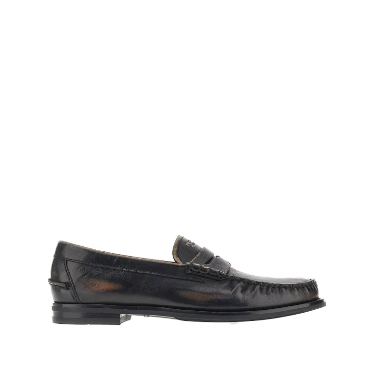 Antique finish leather loafers Man 6