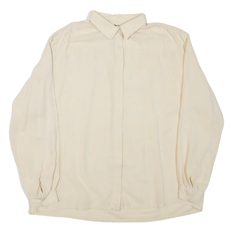 Womens Shirt Beige Collared Long Sleeve L