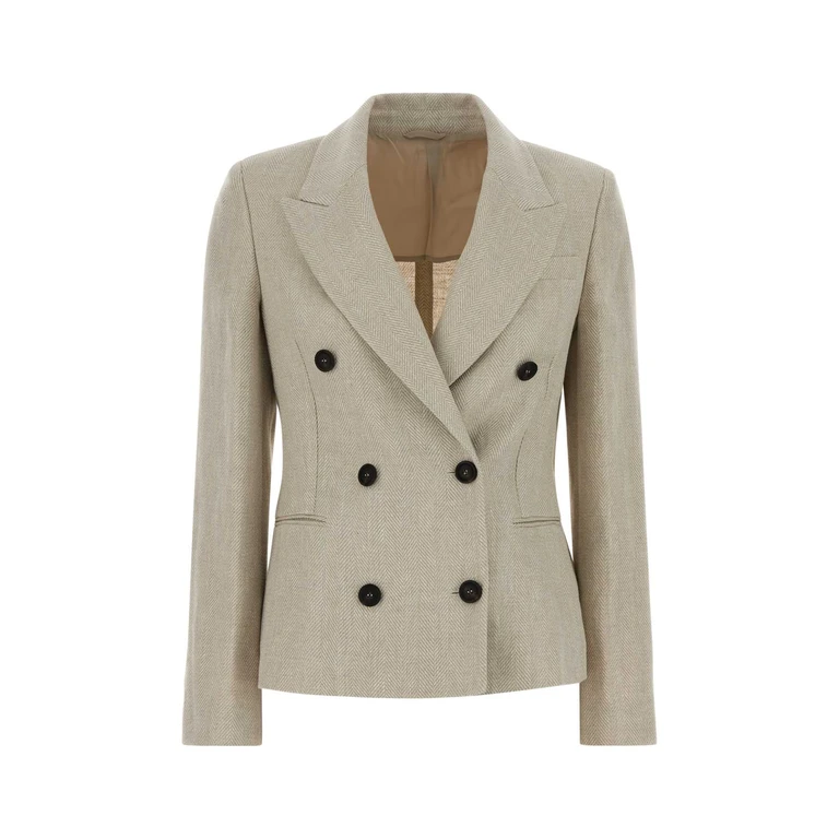 Melange Sand Linen Blend Blazer C001 Exterior: Cotton Giacche E Gilet - Women