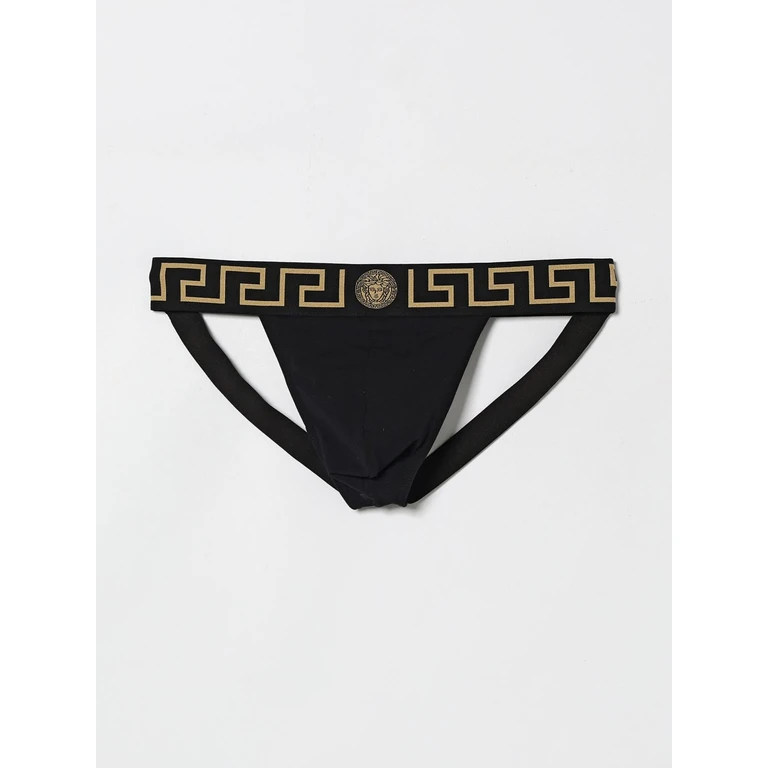 Stretch Cotton Jockstrap with Jacquard Logo (AUU010171A10011A80G)