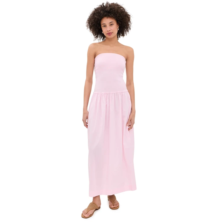 Enza Costa Cotton Bandeau Dress Cherry Blossom XL