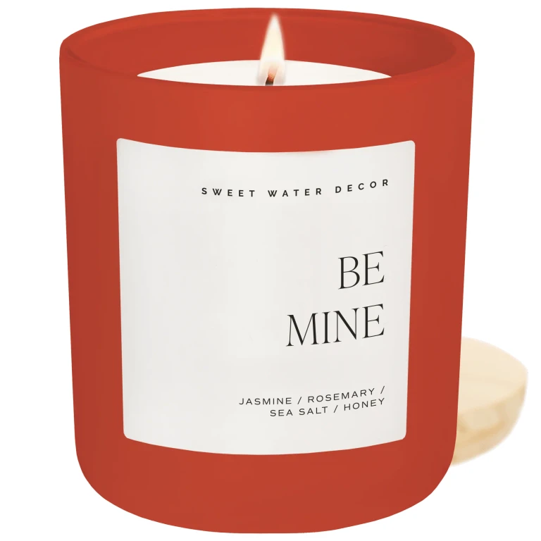 Be Mine Soy Candle - Red Matte Jar - 15 oz (Wildflowers and Salt)
