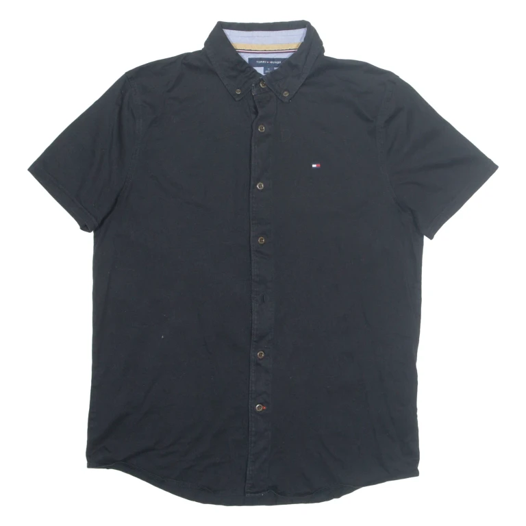 TOMMY HILFIGER Mens Plain Shirt Black M