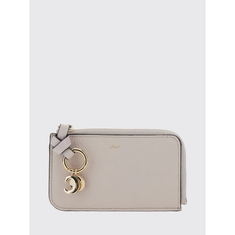 CHLOÉ Alphabet Grained Leather Card Holder with Charm and Zip Closure (CHC21WP944F57084)