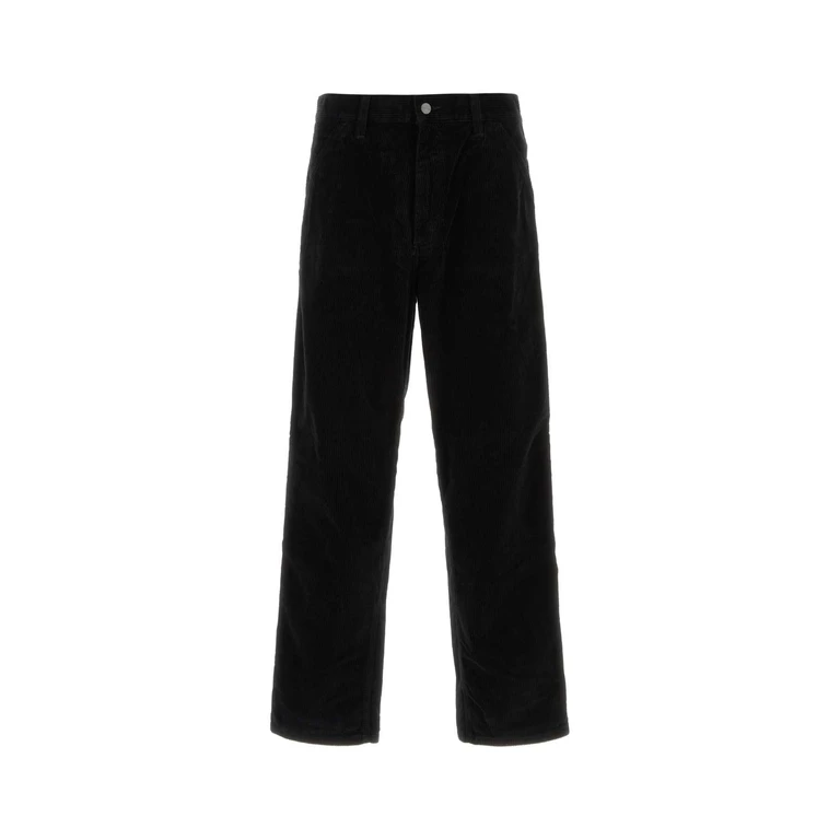 Carhartt Wip Black Corduroy Single Knee Pant Blackrinsed Cotton 'coventry' Pantaloni - Men