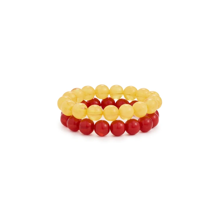BaubleBar Jane Warm Toned Beaded Bracelet Set Red One Size