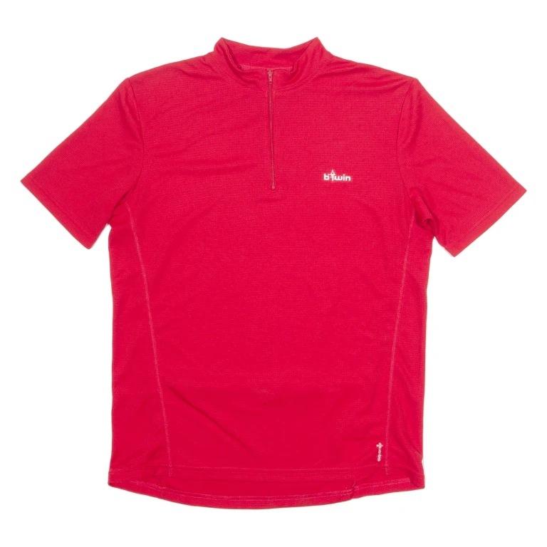 B'TWIN Cycling Mens Jersey Red 1/4 Zip L
