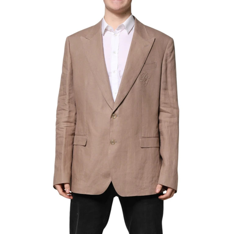 Beige Taormina Single Breasted Coat Blazer Brown Flax Clothing - Men