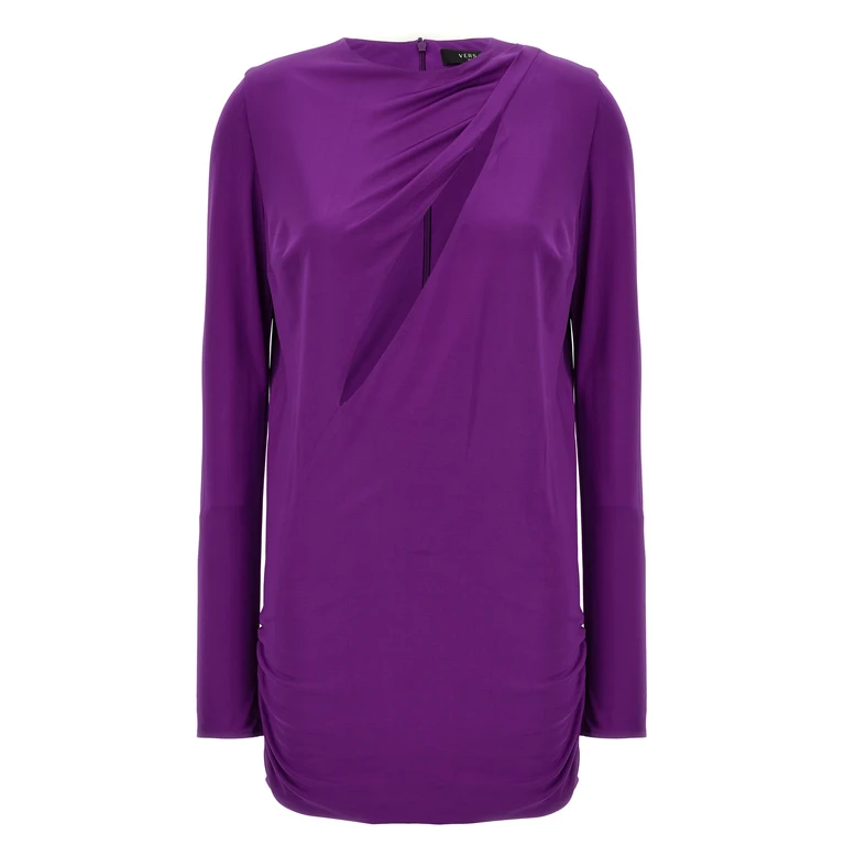 Purple Viscose Short Dress - Women