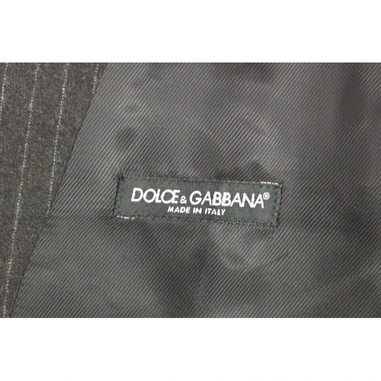Dolce & Gabbana Gray Striped Wool Logo Vest Gilet Vests Clothing - Men