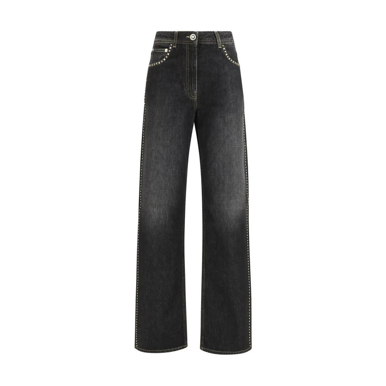 Black Cotton Straight-Leg Jeans Clothing - Women