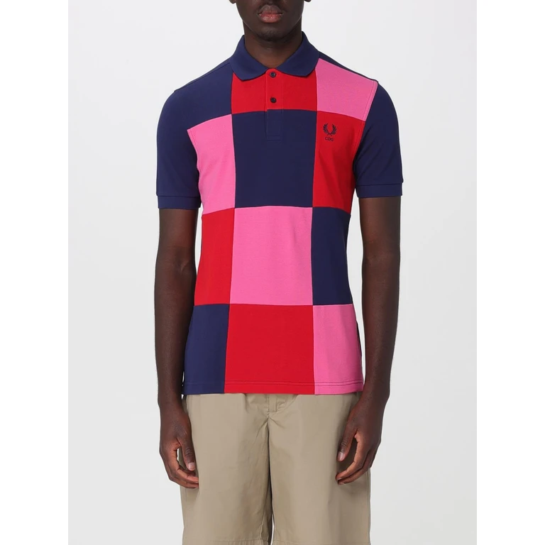 COMME DES GARÇONS Check Cotton Slim Fit Polo Shirt with Embroidered Logo (FQT501S261)