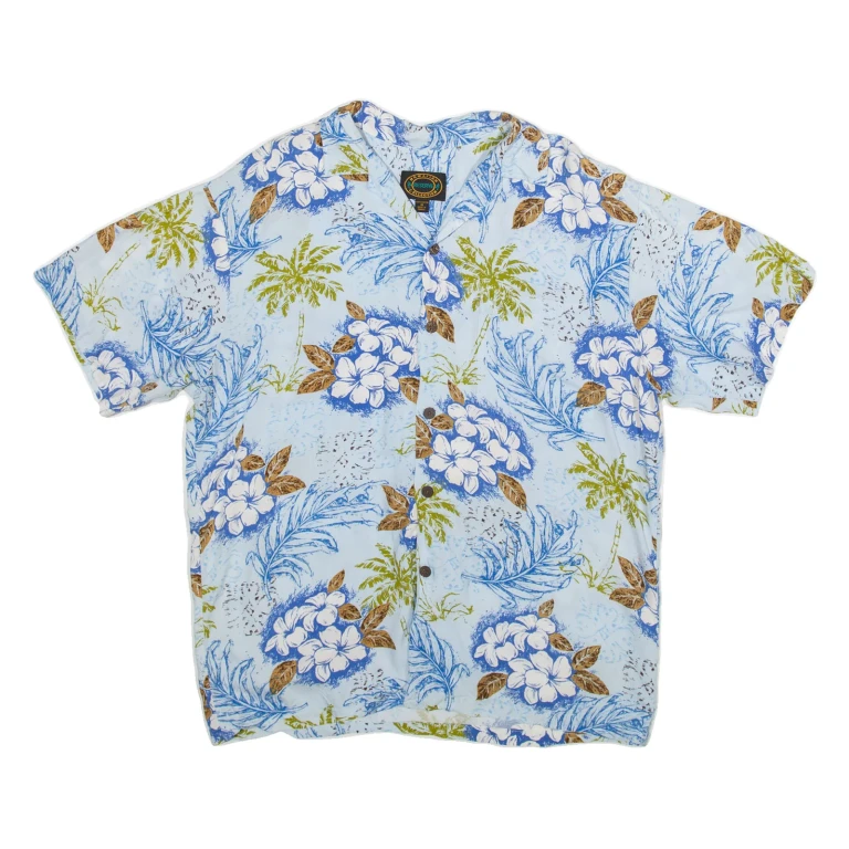 RESERVE Mens Hawaiian Shirt Blue Floral M