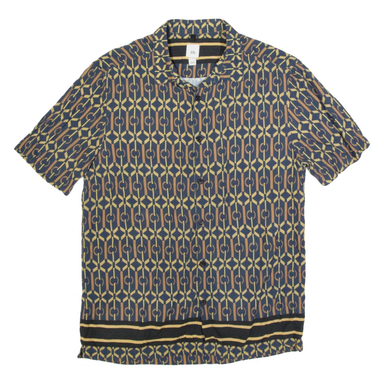 RIVER ISLAND Mens Shirt Black Crazy Pattern M
