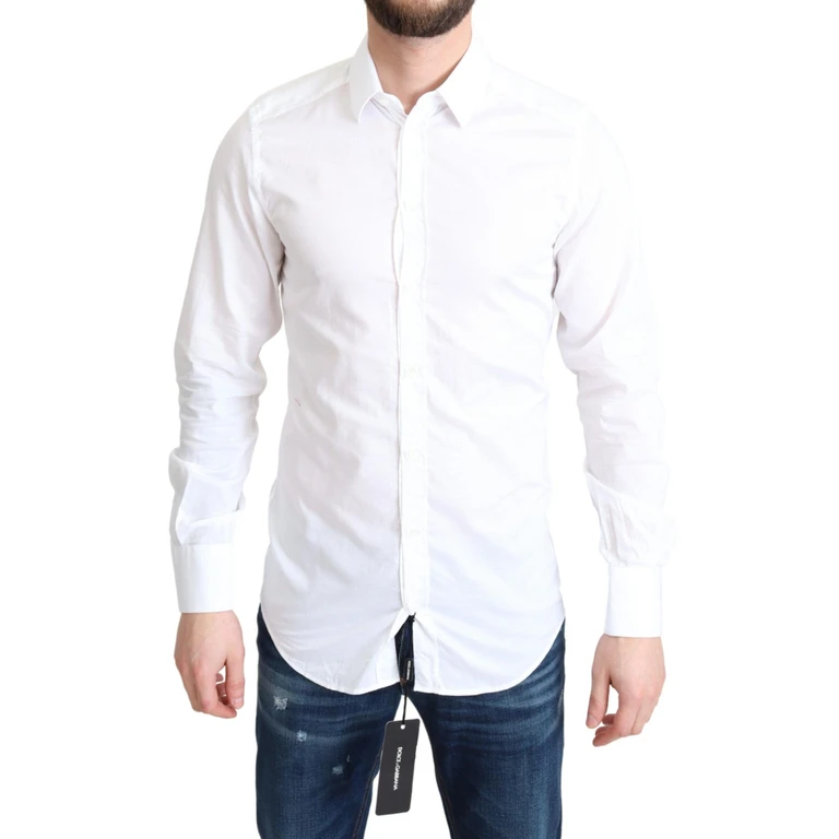 Dolce & Gabbana White Cotton Long Sleeves Formal Shirt - Men