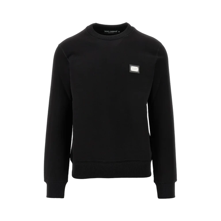 Sweat-shirt à col rond avec plaque logo Dolce & Gabbana