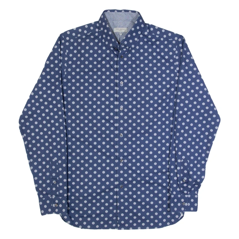 TED BAKER Mens Shirt Blue Spotted Long Sleeve M