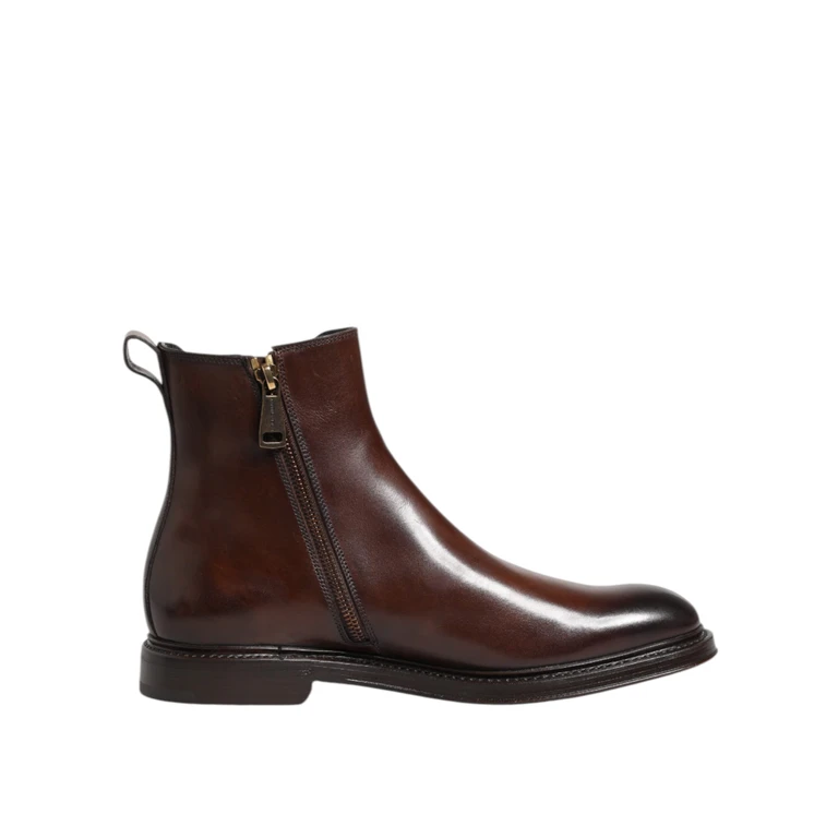 Dolce & Gabbana Brown Chelsea Leather Mid Calf Boots Shoes Polyester Elastane - Men