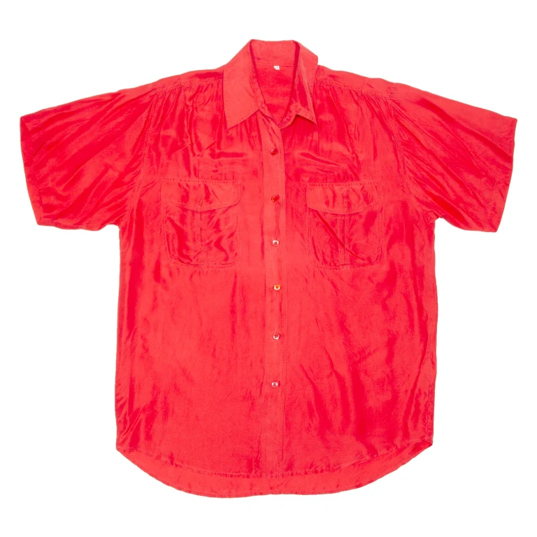 Womens Blouse Red Collared Silk M
