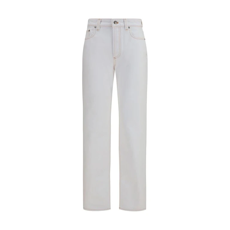 White Cotton High-Waisted Jean Clothing - Women