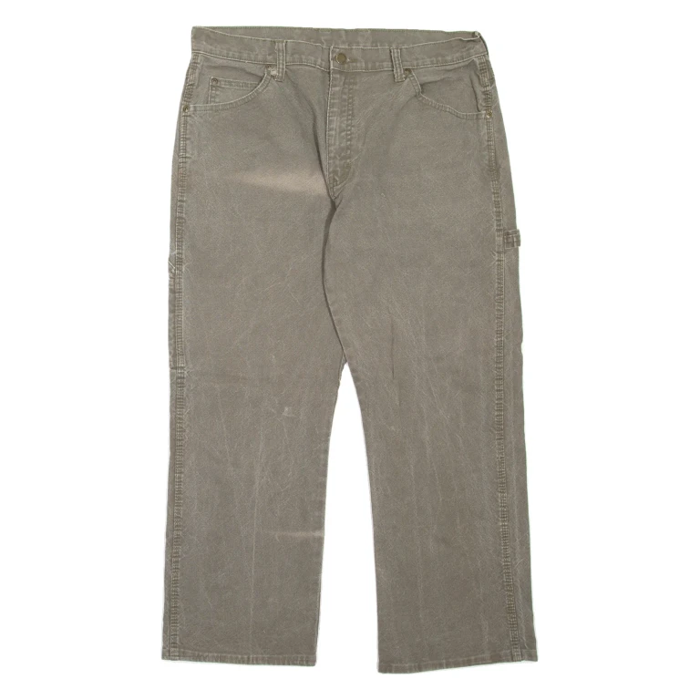 DICKIES Carpenter Workwear Mens Jeans Green Regular Straight W34 L26
