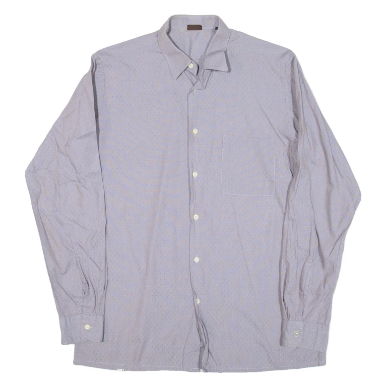 Mens Shirt Grey Spotted Long Sleeve M
