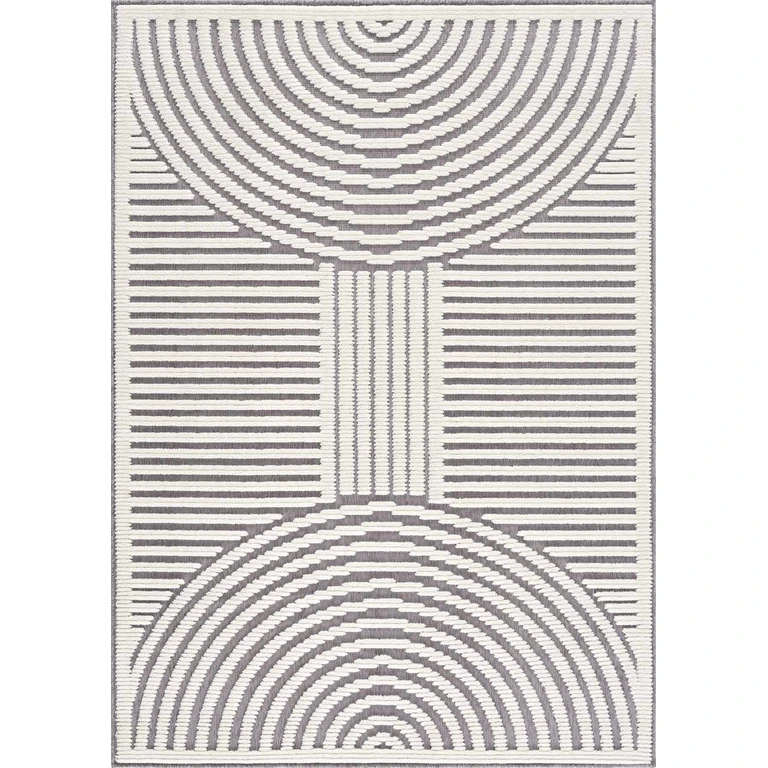 Deron Gray Rainbow Washable Rug