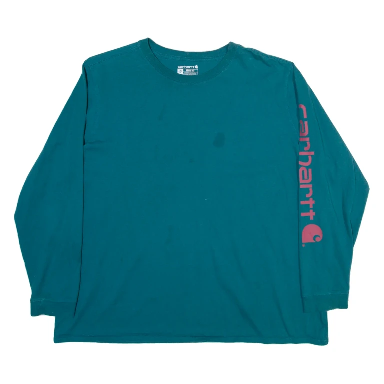 CARHARTT Mens T-Shirt Blue Long Sleeve 2XL