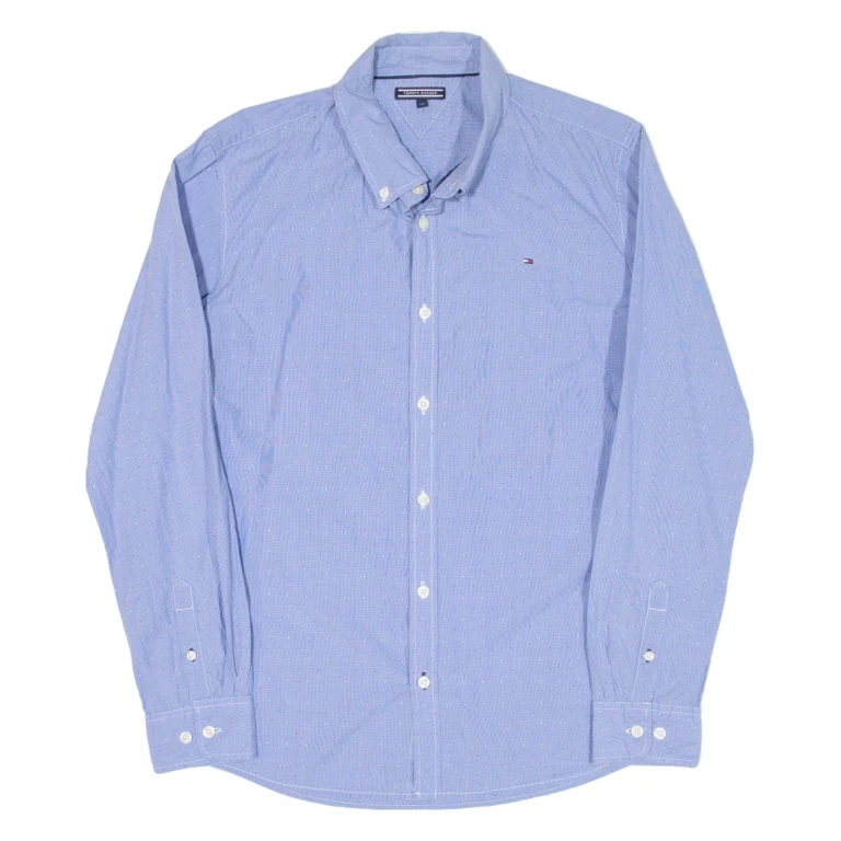 TOMMY HILFIGER Mens Shirt Blue Spotted Long Sleeve S