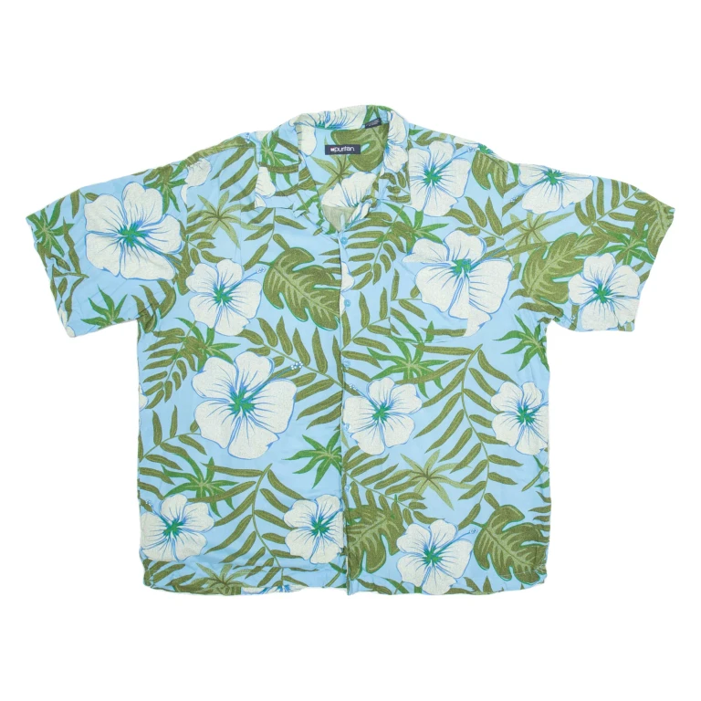 PURITAN Mens Hawaiian Shirt Blue Floral XL