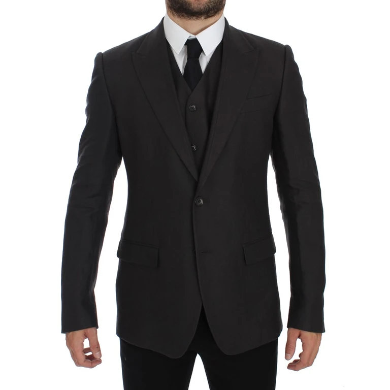 Gray Slim Fit Linen Blazer Jacket Clothing - Men