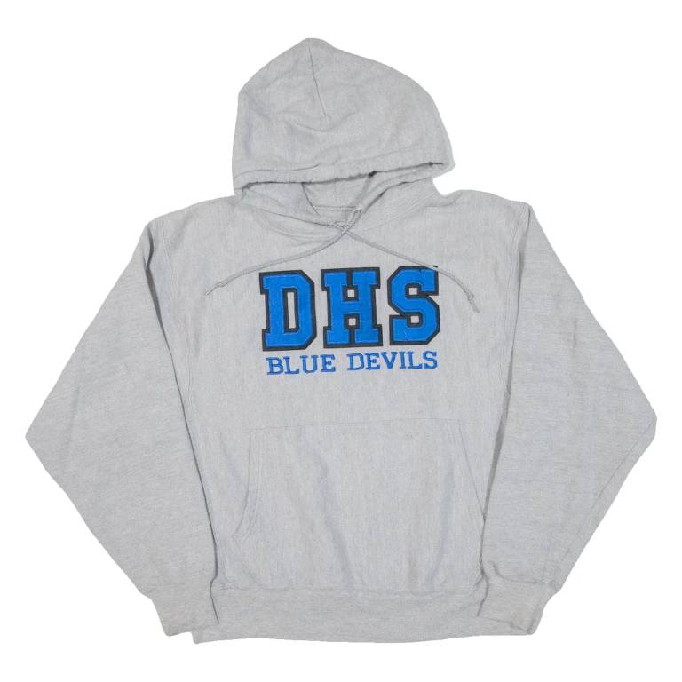 CHAMPION REVERSE WEAVE Dhs Blue Devils Mens Grey Hoodie 90s USA M
