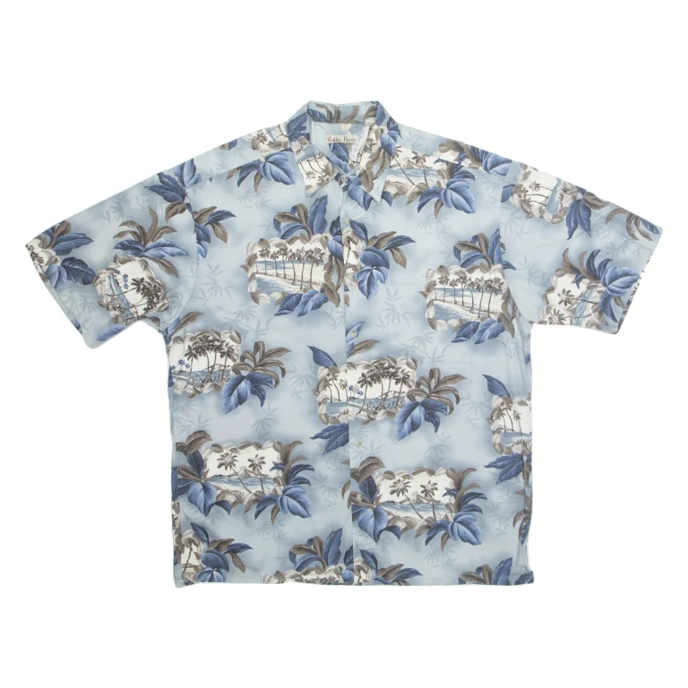 HOLLIS RIVER Mens Hawaiian Shirt Blue Floral XL