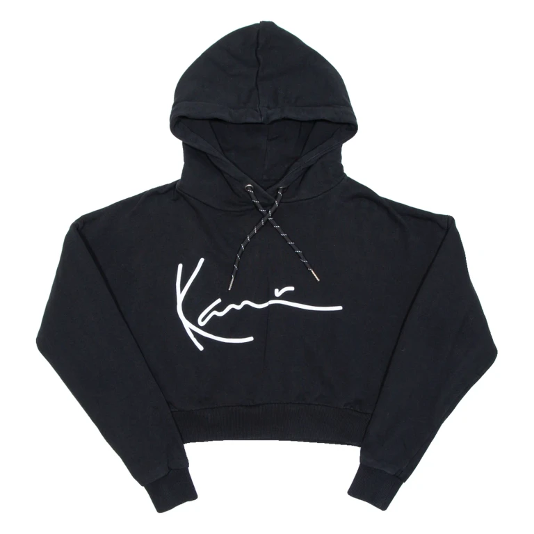 KARL KANI Cropped Womens Black Hoodie S