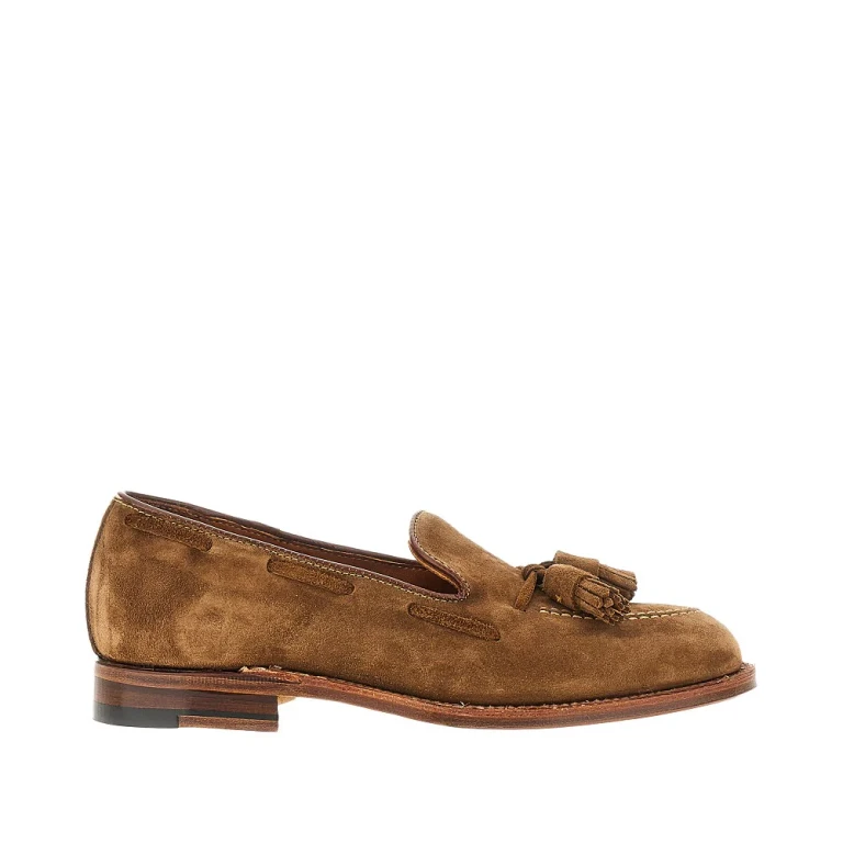 ALDEN Suede leather loafers with tassels Man 7+