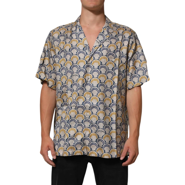 Dolce & Gabbana Cream Cotton Silk Hawaii Scallop Shell Print Shirt - Men
