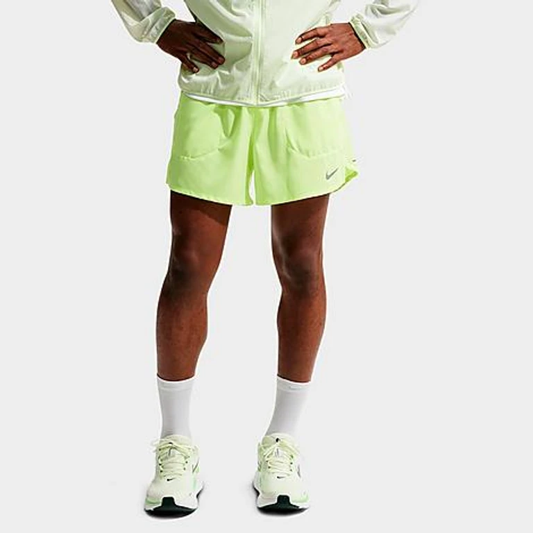 Nike Men's Stride Dri-FIT Brief-Lined 5" Running Shorts in Volt Ice Size: XS
