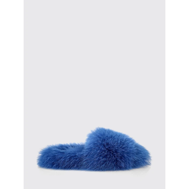 Solid Colour Fur Slide Sandals with a Low Heel (AAASWSG0057PFU003F14)