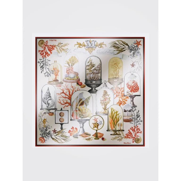 Graphic Print Silk Twill Square Foulard (264541136206001)