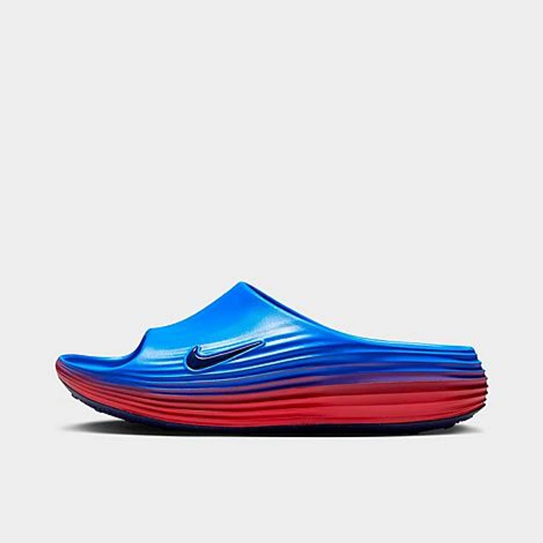 Nike Women's ReactX Rejuven8 Slide Sandals in Action Red/Light Photo Blue/Midnight Navy Size: 5.0
