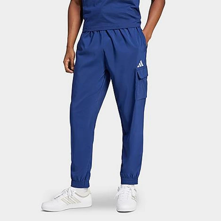 adidas Men's Essentials Small Logo Cargo Pants in Dark Blue/White Size: XS