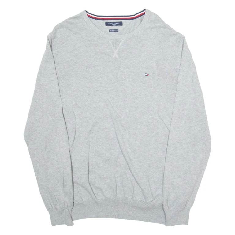 TOMMY HILFIGER Mens Jumper Grey Tight Knit XL