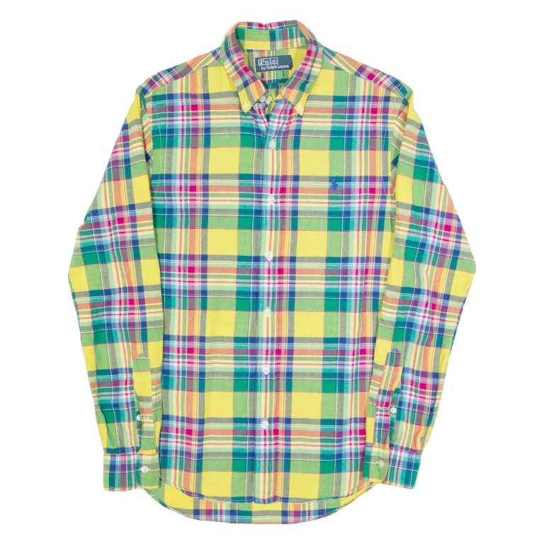 POLO RALPH LAUREN Mens Shirt Yellow Check Long Sleeve S