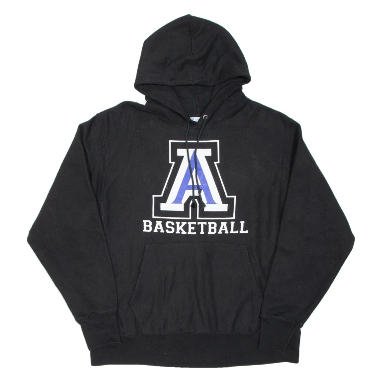 CHAMPION REVERSE WEAVE Mens Black Hoodie USA L